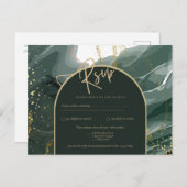 Modern Emerald Green Gold Agate Marble WEDDING Briefkaart (Voorkant / Achterkant)