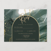 Modern Emerald Green Gold Agate Marble WEDDING Briefkaart (Voorkant)
