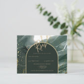 Modern Emerald Green Gold Agate Marble WEDDING Briefkaart (Staand voorkant)