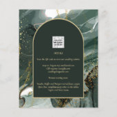 Modern Emerald Green Gold Agate Marble WEDDING Flyer (Achterkant)