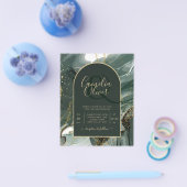 Modern Emerald Green Gold Agate Marble WEDDING Flyer (Enkel)