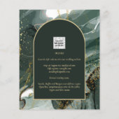 Modern Emerald Green Gold Agate Marble WEDDING Flyer (Achterkant)