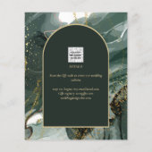 Modern Emerald Green Gold Agate Marble WEDDING Flyer (Achterkant)
