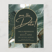 Modern Emerald Green Gold Agate Marble WEDDING Flyer (Voorkant)
