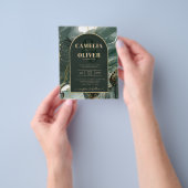 Modern Emerald Green Gold Agate Marble WEDDING Flyer (Hand)