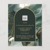 Modern Emerald Green Gold Agate Marble WEDDING Flyer (Achterkant)