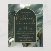 Modern Emerald Green Gold Agate Marble WEDDING Flyer (Voorkant)