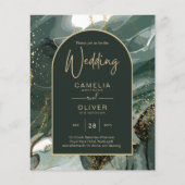 Modern Emerald Green Gold Agate Marble WEDDING Flyer (Voorkant)