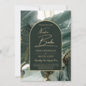 Modern Emerald Green Gold Agate Marble WEDDING Kaart (Voorkant)