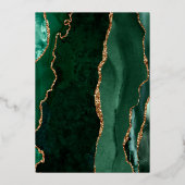 Modern Emerald Green Gold Agate Paarse bruiloft Folie Uitnodiging (Achterkant)