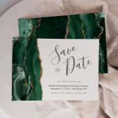 Modern Emerald Green Gold Agate Save the Date Kaar Kaart