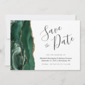Modern Emerald Green Gold Agate Save the Date Kaar Kaart (Voorkant)