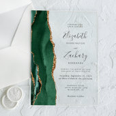 Modern Emerald Green Gold Agate Wedding Acryl Uitnodigingen