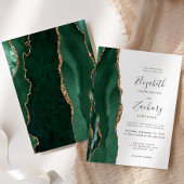 Modern Emerald Green Gold Agate Wedding Kaart