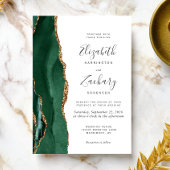 Modern Emerald Green Gold Agate Wedding Kaart