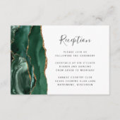 Modern Emerald Green Gold Agate Wedding Reception Informatiekaartje (Voorkant)