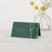 Modern Emerald Green Gold Agate Wedding Table Plaatskaartje (Achterkant)