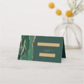 Modern Emerald Green Gold Agate Wedding Table Plaatskaartje (Voorkant)