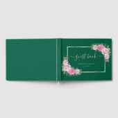 Modern Emerald Green Gold Blush Bloemen Huwelijk Gastenboek (Volledig)