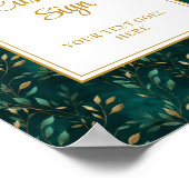 Modern Emerald Green Gold Greenery Custom Sign Poster (Hoek)