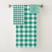 Modern Emerald Green heeft Gingham Pattern gecontr Bad Handdoek (Insitu)