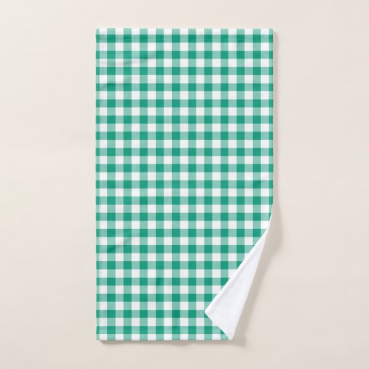 Modern Emerald Green heeft Gingham Pattern gecontr Bad Handdoek (Handdoek)