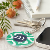 Modern Emerald Green Ikat Diamonds - Gepersonalise Sleutelhanger (Voorkant Rechts)