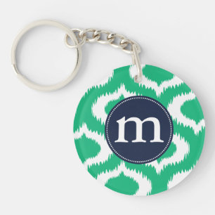 Modern Emerald Green Ikat Diamonds - Gepersonalise Sleutelhanger