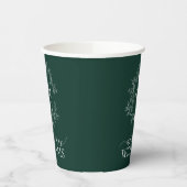 Modern Emerald Green Leafy Crest Monogram Weddensc Papieren Bekers (Links)