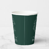 Modern Emerald Green Leafy Crest Monogram Weddensc Papieren Bekers (Rechts)