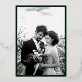 Modern Emerald Green Marble Photo Wedding Gold Folie Uitnodiging (Achterkant)