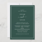 Modern Emerald Green Minimal Wedding Kaart (Voorkant)