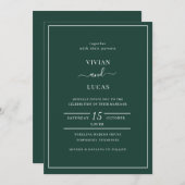 Modern Emerald Green Minimal Wedding Kaart (Voorkant / Achterkant)