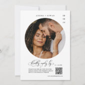 Modern Emerald Green Minimal Wedding QR Code Foto Kaart (Achterkant)