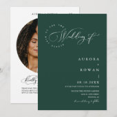 Modern Emerald Green Minimal Wedding QR Code Foto Kaart (Voorkant / Achterkant)