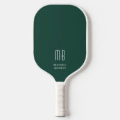 Modern Emerald Green Monogram Pickleball Paddle (Voorkant)