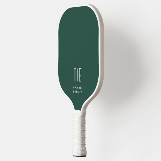 Modern Emerald Green Monogram Pickleball Paddle (Links)