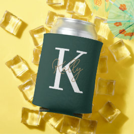 Modern Emerald Green Monogram Script Blikjeskoeler