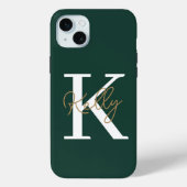 Modern Emerald Green Monogram Script Case-Mate iPhone Case (Achterkant)