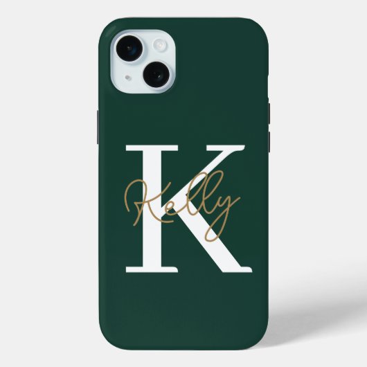 Modern Emerald Green Monogram Script Case-Mate iPhone Case (Achterkant)