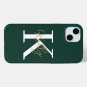 Modern Emerald Green Monogram Script Case-Mate iPhone Case (Achterkant (horizontaal))