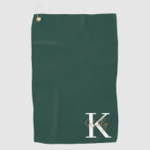 Modern Emerald Green Monogram Script Golfhanddoek (Voorkant)