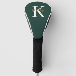 Modern Emerald Green Monogram Script Golfheadcover