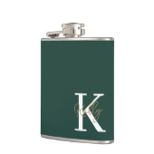 Modern Emerald Green Monogram Script Heupfles (Links)