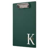 Modern Emerald Green Monogram Script Klembord (Links)