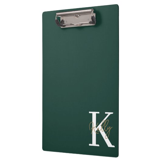 Modern Emerald Green Monogram Script Klembord (Links)