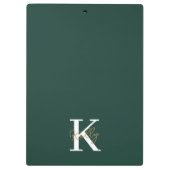 Modern Emerald Green Monogram Script Klembord (Achterkant)
