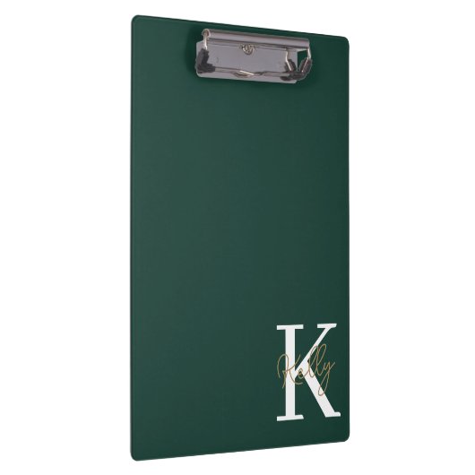 Modern Emerald Green Monogram Script Klembord (Rechts)