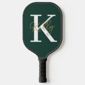 Modern Emerald Green Monogram Script Pickleball Paddle (Voorkant)