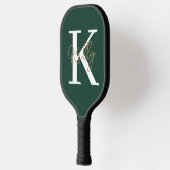 Modern Emerald Green Monogram Script Pickleball Paddle (Links)